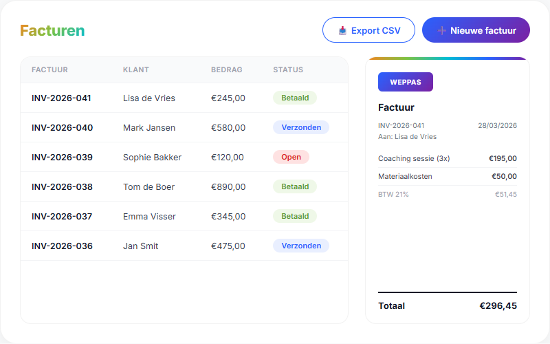 Voorbeeld Facturatie